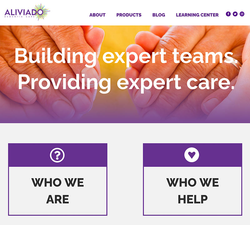 Screen shot of Aliviado homepage