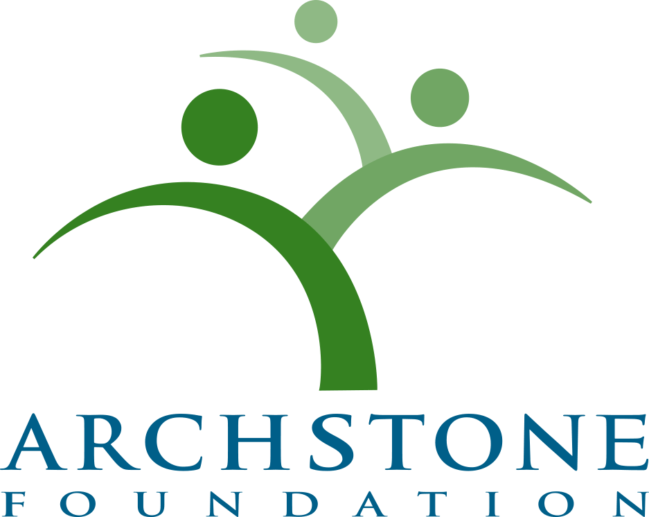 Archstone Foundation Logo - Green tree icon above blue serif type
