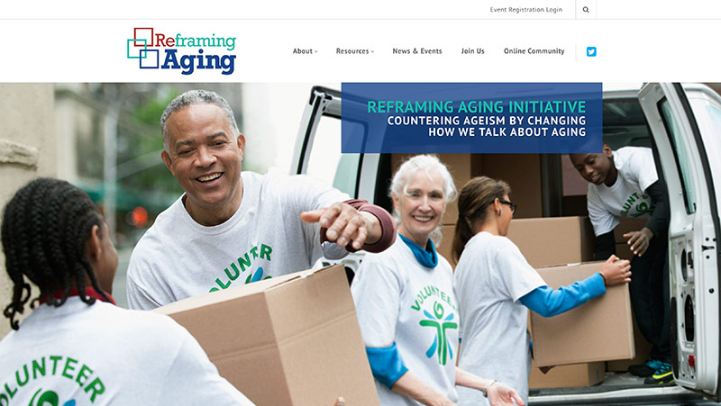 Screen shot of Reframing Aging Initiative Website