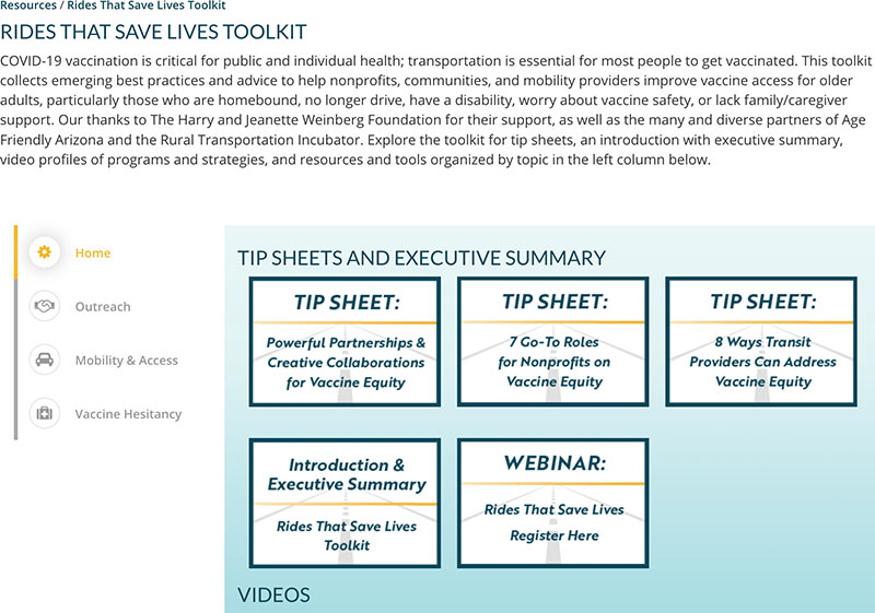 Screen shot of Rides that Save Lives website