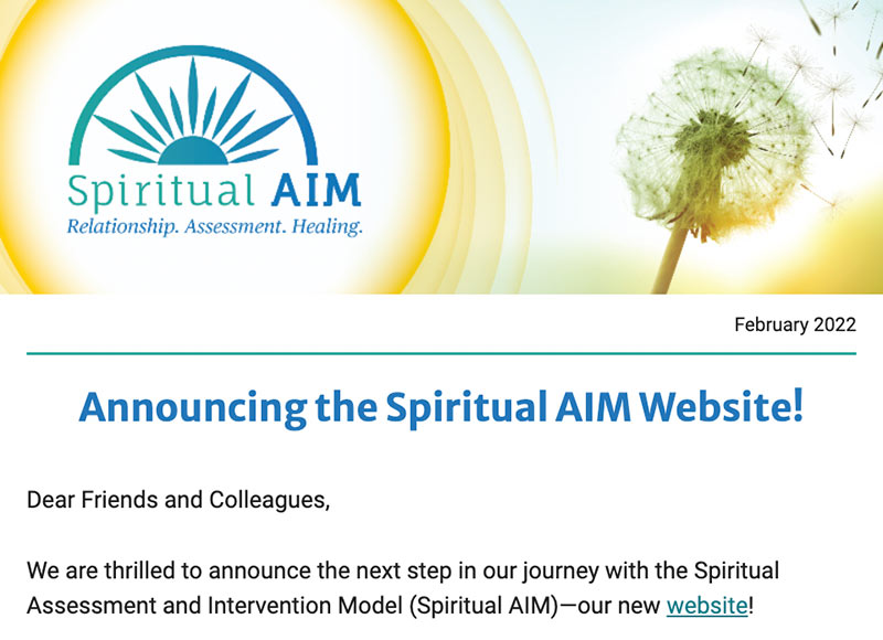 Screen shot of Spiritual AIM email