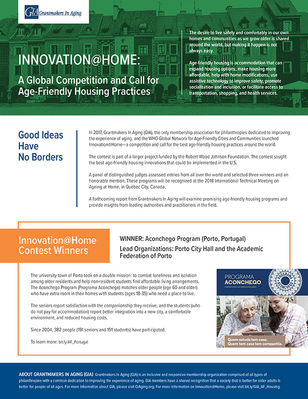 Cover of Grantmakers in Aging Innovation at Home One Pager