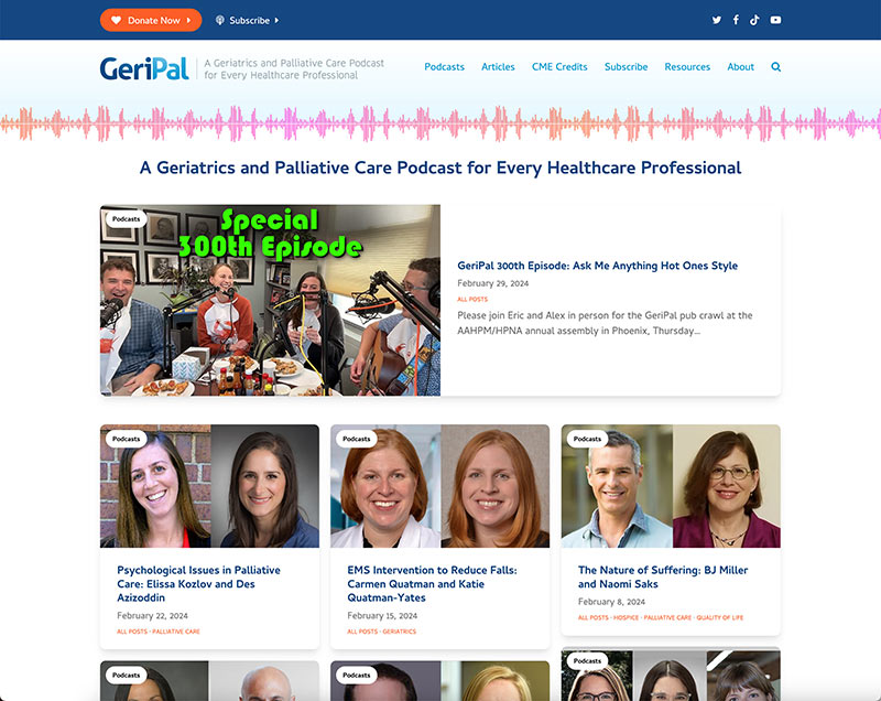Screenshot of GeriPal homepage